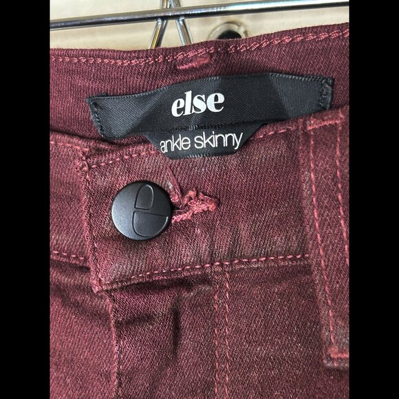 ELSE Stretchy Ankle Skinny Jeans Burgundy Denim 29W - Picture 2 of 7